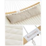 Casa si Gradina - Gradina si terasa - Balansoare si hamace - Balansoare - Hamac dublu cu bare curbate din bambus, perna inclusa, maxim 225 kg, 200x140 cm, crem - Infinity.ro