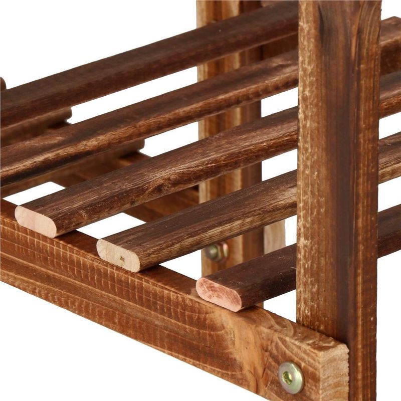 Casa si Gradina - Gradinarit si plante - Plante si ghivece - Ghivece si suporturi - Stand flori din lemn 6 niveluri 15 locuri ghivece, efect antichizat, margini rotunjite, 119x120x25 cm, maro - Infinity.ro