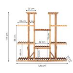 Casa si Gradina - Gradinarit si plante - Plante si ghivece - Ghivece si suporturi - Stand flori din lemn 6 niveluri 15 locuri ghivece, efect antichizat, margini rotunjite, 119x120x25 cm, maro - Infinity.ro