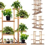 Casa si Gradina - Gradinarit si plante - Plante si ghivece - Ghivece si suporturi - Stand flori din lemn 6 niveluri 15 locuri ghivece, efect antichizat, margini rotunjite, 119x120x25 cm, maro - Infinity.ro