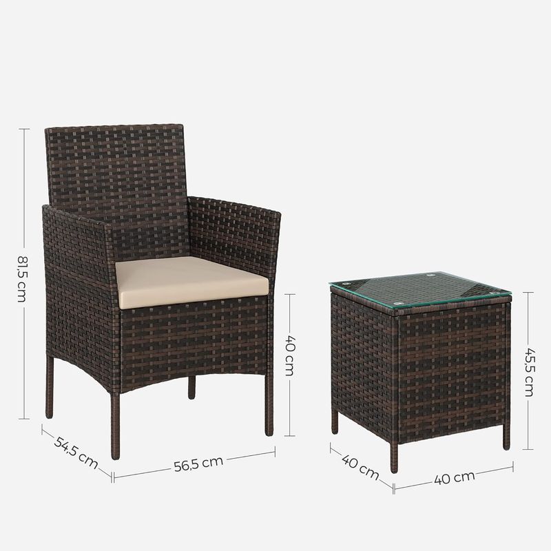 Casa si Gradina - Gradina si terasa - Mobilier exterior - Seturi mobila gradina - Set mobilier gradina cu 2 locuri, 2 scaune si masa cu sticla, ratan PE, maro - Infinity.ro