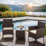 Casa si Gradina - Gradina si terasa - Mobilier exterior - Seturi mobila gradina - Set mobilier gradina cu 2 locuri, 2 scaune si masa cu sticla, ratan PE, maro - Infinity.ro