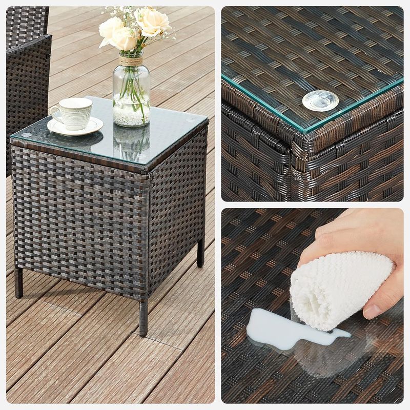 Casa si Gradina - Gradina si terasa - Mobilier exterior - Seturi mobila gradina - Set mobilier gradina cu 2 locuri, 2 scaune si masa cu sticla, ratan PE, maro - Infinity.ro