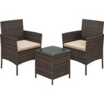 Casa si Gradina - Gradina si terasa - Mobilier exterior - Seturi mobila gradina - Set mobilier gradina cu 2 locuri, 2 scaune si masa cu sticla, ratan PE, maro - Infinity.ro