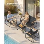Casa si Gradina - Gradina si terasa - Mobilier exterior - Seturi mobila gradina - Set mobilier gradina 4 locuri, 2 scaune balansoar, canapea si masa, cadru metalic, negru - Infinity.ro
