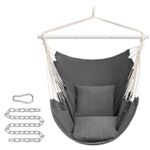 Casa si Gradina - Gradina si terasa - Balansoare si hamace - Balansoare - Fotoliu suspendat tip hamac cu 2 perne, lant si carabiniera incluse, 150x128 cm, gri inchis - Infinity.ro