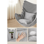 Casa si Gradina - Gradina si terasa - Balansoare si hamace - Balansoare - Fotoliu suspendat tip hamac cu 2 perne, lant si carabiniera incluse, 150x128 cm, gri - Infinity.ro