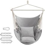 Casa si Gradina - Gradina si terasa - Balansoare si hamace - Balansoare - Fotoliu suspendat tip hamac cu 2 perne, lant si carabiniera incluse, 150x128 cm, gri - Infinity.ro
