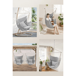 Casa si Gradina - Gradina si terasa - Balansoare si hamace - Balansoare - Fotoliu suspendat tip hamac cu 2 perne, lant si carabiniera incluse, 150x128 cm, gri - Infinity.ro