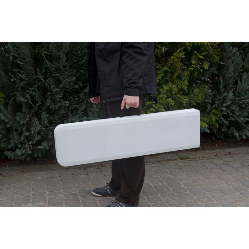 Casa si Gradina - Gradina si terasa - Mobilier exterior - Bancute de gradina - Banca pliabila gradina sau catering, cadru otel acoperit pulbere, HDPE rezistent apa, 180x24.5x42 cm, alb - Infinity.ro