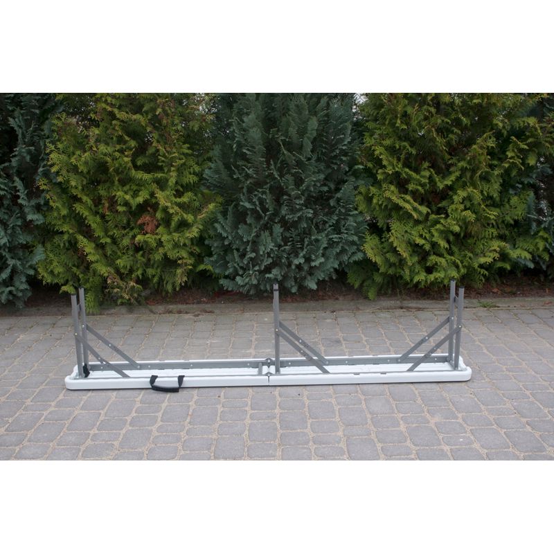 Casa si Gradina - Gradina si terasa - Mobilier exterior - Bancute de gradina - Banca pliabila gradina sau catering, cadru otel acoperit pulbere, HDPE rezistent apa, 180x24.5x42 cm, alb - Infinity.ro