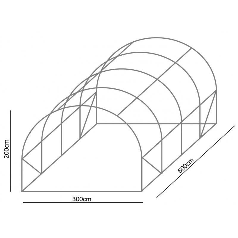 Casa si Gradina - Gradinarit si plante - Sere si solarii - Sera gradina tip tunel 300x600x200 cm, folie PE 140g/m2 UV4, usa fermoar, ferestre cu plase tantari, 18 mp, verde - Infinity.ro