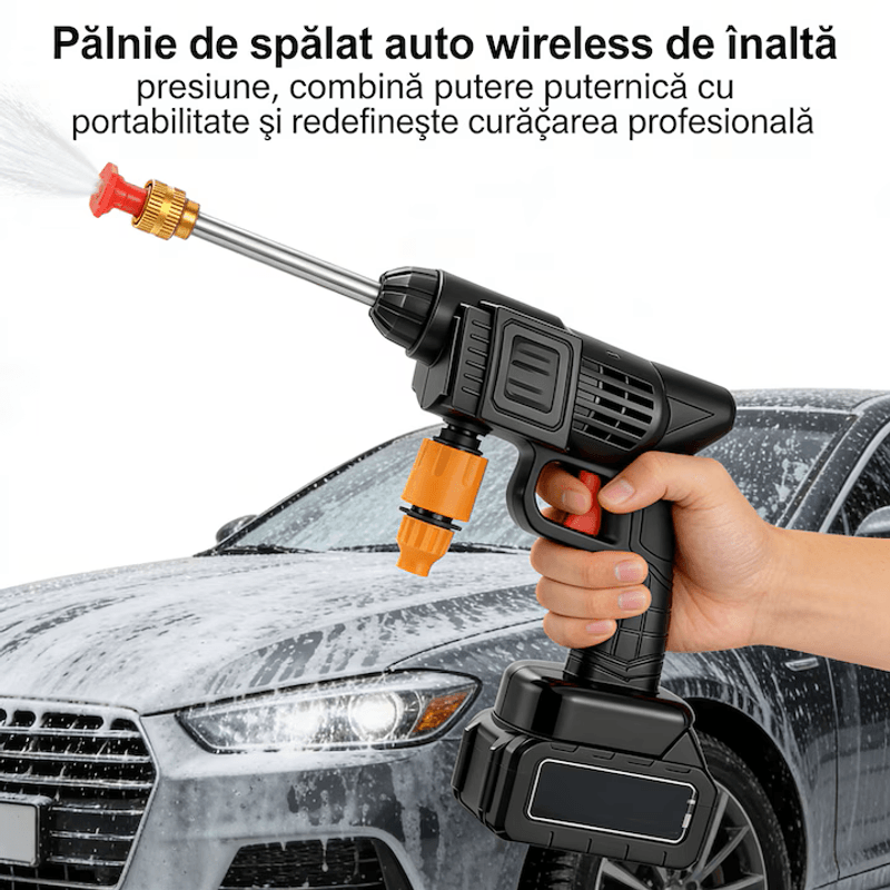 Casa si Gradina - Constructii - Scule electrice si accesorii - Aparate de spalat cu presiune - Aparat De Spalat Cu Presiune Tip Pistol, Fara Fir, 2 Acumulatori 48V Reincarcabili, Recipient Spuma, Geanta De Transport - Infinity.ro