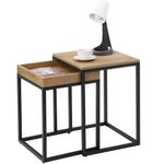 Casa si Gradina - Mobilier - Mese si birouri - Masute de cafea - Set 2 masute de cafea suprapozabile, blat din PAL si cadru metalic, 55x40x45 cm, maro natur - Infinity.ro