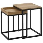 Casa si Gradina - Mobilier - Mese si birouri - Masute de cafea - Set 2 masute de cafea suprapozabile, blat din PAL si cadru metalic, 55x40x45 cm, maro natur - Infinity.ro