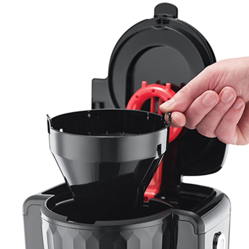 Electronice si Electrocasnice - Electrocasnice bucatarie - Preparare bauturi - Cafetiere - Cafetiera Russell Hobbs Honeycomb, 1.25L, filtru permanent, plita mentinere cald, design fagure, negru - Infinity.ro