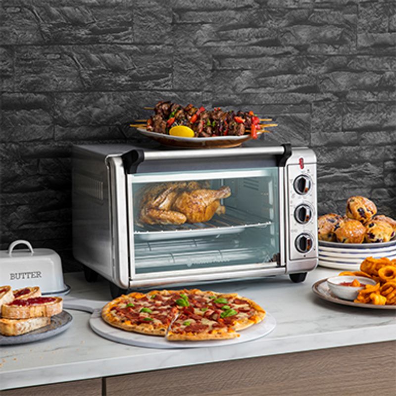 Electronice si Electrocasnice - Aragazuri, cuptoare si hote - Cuptoare - Cuptoare cu microunde - Cuptor electric cu aer circulant Russell Hobbs Express Air Fry, 1500W, 5 functii, capacitate mare, preincalzire rapida - Infinity.ro