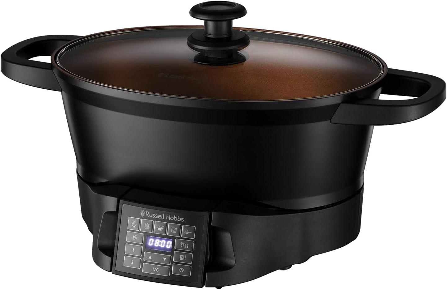Multicooker Russell Hobbs Good to Go, multiple functii gatit, vas antiaderent, afisaj digital, timer programabil, negru