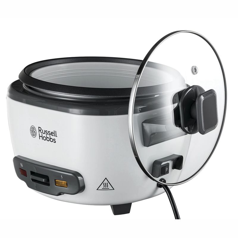 Electronice si Electrocasnice - Electrocasnice bucatarie - Aparate de gatit & desert - Multicooker - Aparat de gatit orez Russell Hobbs, capacitate mare, vas antiaderent, functie mentinere cald, indicator luminos, alb - Infinity.ro