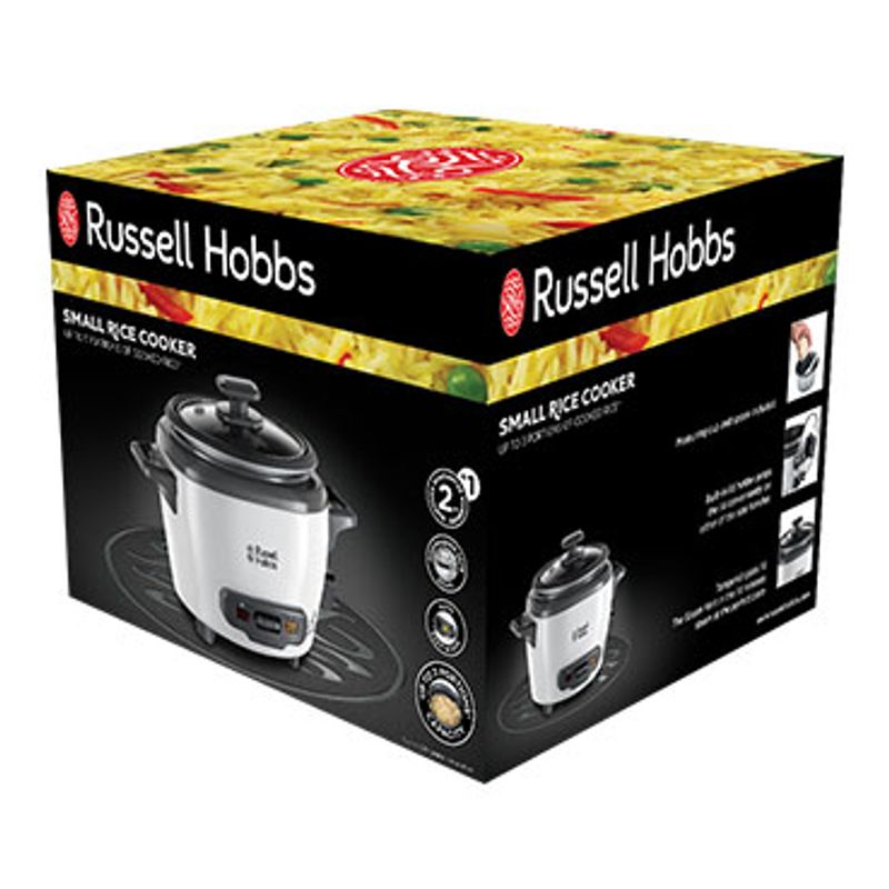 Electronice si Electrocasnice - Electrocasnice bucatarie - Aparate de gatit & desert - Multicooker - Aparat de gatit orez Russell Hobbs, capacitate mica, vas antiaderent, functie mentinere cald, indicator luminos, alb - Infinity.ro