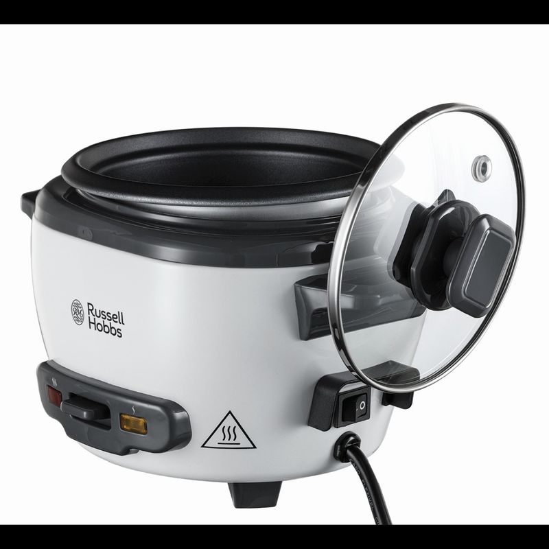 Electronice si Electrocasnice - Electrocasnice bucatarie - Aparate de gatit & desert - Multicooker - Aparat de gatit orez Russell Hobbs, capacitate mica, vas antiaderent, functie mentinere cald, indicator luminos, alb - Infinity.ro