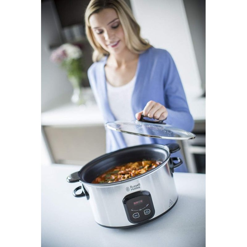 Electronice si Electrocasnice - Electrocasnice bucatarie - Aparate de gatit & desert - Multicooker - Slow cooker Russell Hobbs MaxiCook, 6L, 3 setari temperatura, vas ceramic detasabil, mentinere cald, negru - Infinity.ro