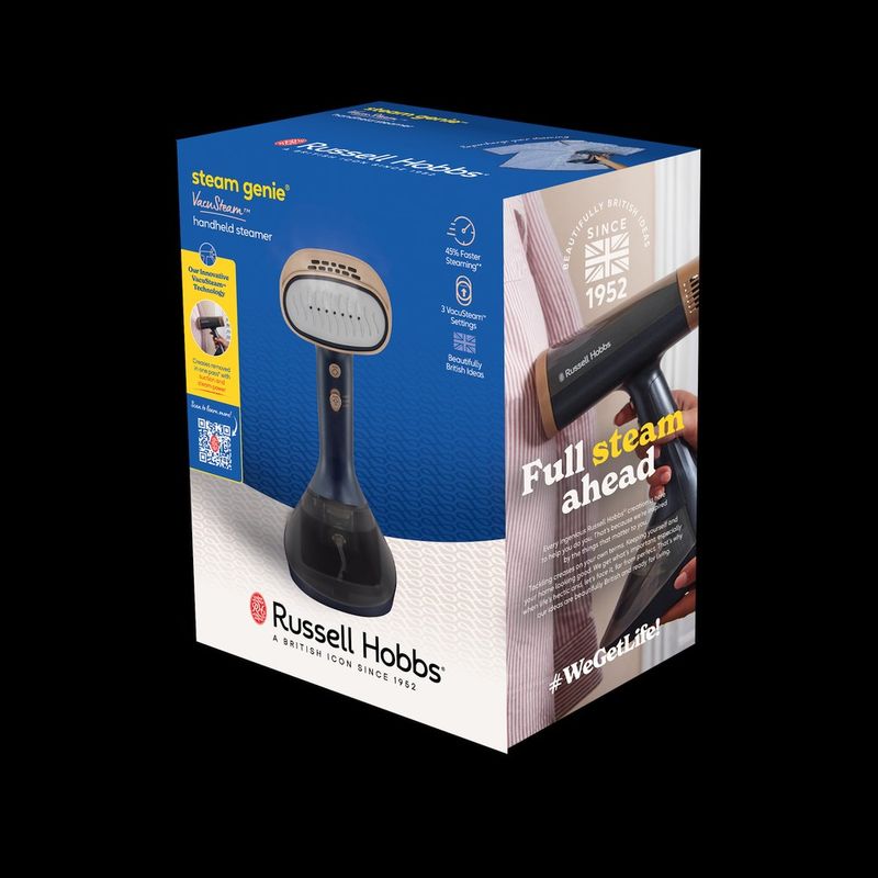 Electronice si Electrocasnice - Ingrijirea tesaturilor - Statii de calcat - Aparat de calcat vertical cu abur Russell Hobbs Steam Genie VacuSteam, 1400W, tehnologie VacuSteam, abur 23g/min - Infinity.ro
