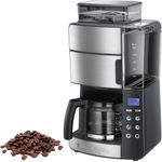 Electronice si Electrocasnice - Electrocasnice bucatarie - Preparare bauturi - Cafetiere - Cafetiera Russell Hobbs Grind & Brew, rasnita integrata, filtru permanent, macinare boabe proaspete, argintiu - Infinity.ro