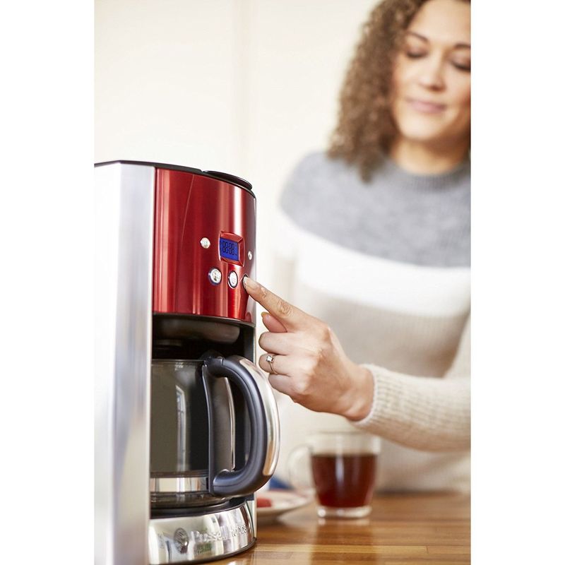 Electronice si Electrocasnice - Electrocasnice bucatarie - Preparare bauturi - Cafetiere - Cafetiera Russell Hobbs Luna, 1.25L, filtru permanent, plita mentinere cald, design elegant, rosu - Infinity.ro