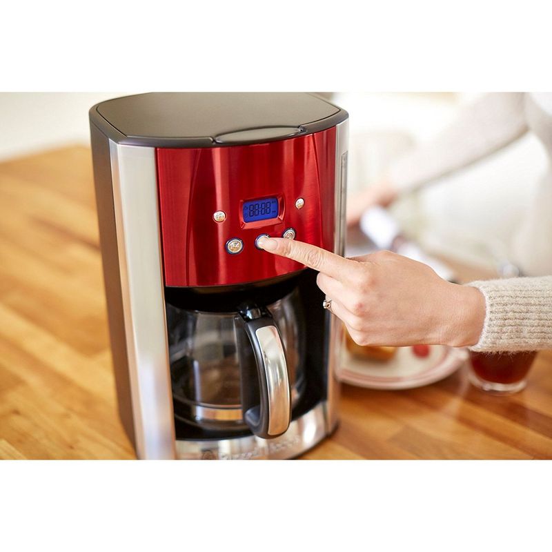 Electronice si Electrocasnice - Electrocasnice bucatarie - Preparare bauturi - Cafetiere - Cafetiera Russell Hobbs Luna, 1.25L, filtru permanent, plita mentinere cald, design elegant, rosu - Infinity.ro