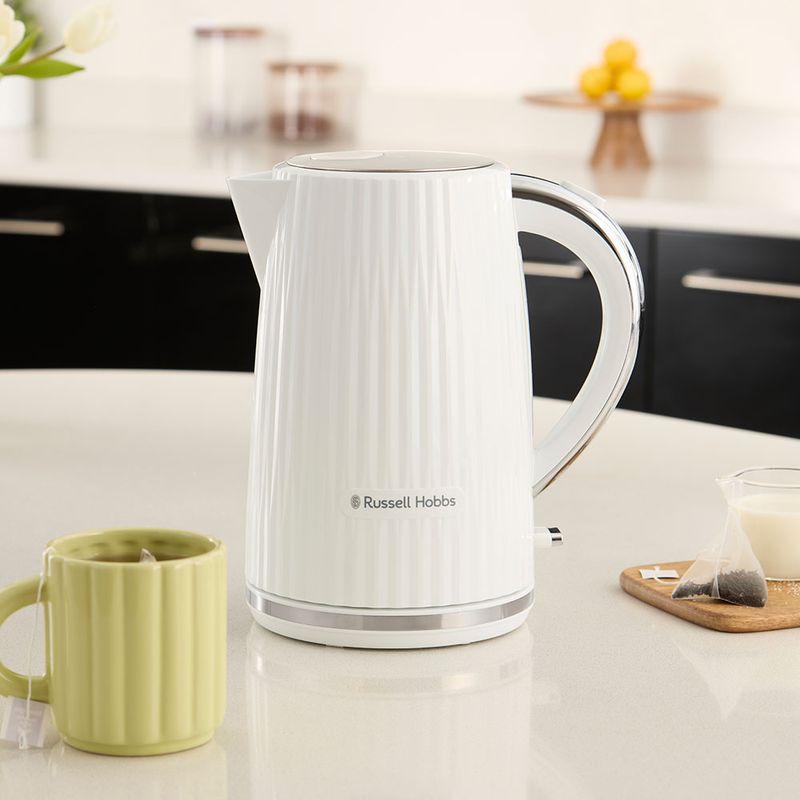 Electronice si Electrocasnice - Electrocasnice bucatarie - Preparare bauturi - Fierbatoare de apa - Fierbator Russell Hobbs Eden, 1.7L, 2400W, design modern, filtru calcar, indicator nivel apa, alb - Infinity.ro