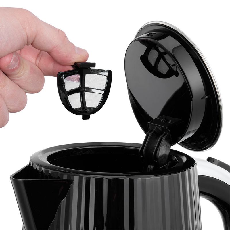 Electronice si Electrocasnice - Electrocasnice bucatarie - Preparare bauturi - Fierbatoare de apa - Fierbator Russell Hobbs Eden, 1.7L, 2400W, design modern, filtru calcar, indicator nivel apa, negru - Infinity.ro