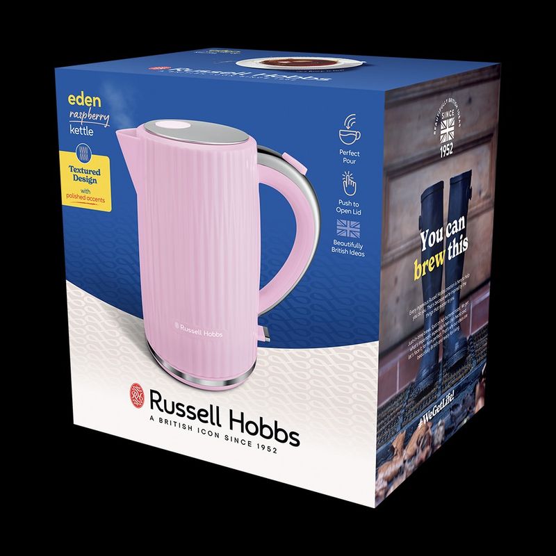 Electronice si Electrocasnice - Electrocasnice bucatarie - Preparare bauturi - Fierbatoare de apa - Fierbator Russell Hobbs Eden, 1.7L, 2400W, design modern, filtru calcar, indicator nivel apa, roz - Infinity.ro