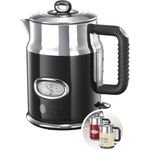 Electronice si Electrocasnice - Electrocasnice bucatarie - Preparare bauturi - Fierbatoare de apa - Fierbator Russell Hobbs Retro Classic, 1.7L, 2400W, design retro, filtru calcar, indicator nivel apa, negru - Infinity.ro