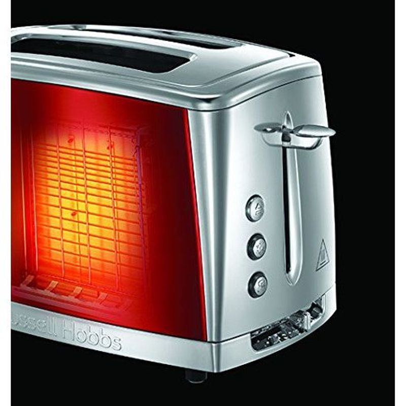 Electronice si Electrocasnice - Electrocasnice bucatarie - Preparare paine - Sandwich-maker - Prajitor de paine Russell Hobbs Luna, 2 fante, prajire rapida 55%, gratar chifle, tava firimituri detasabila, rosu - Infinity.ro