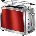 Electronice si Electrocasnice - Electrocasnice bucatarie - Preparare paine - Sandwich-maker - Prajitor de paine Russell Hobbs Luna, 2 fante, prajire rapida 55%, gratar chifle, tava firimituri detasabila, rosu - Infinity.ro