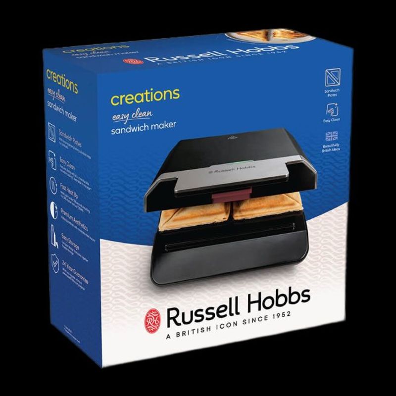 Electronice si Electrocasnice - Electrocasnice bucatarie - Preparare paine - Sandwich-maker - Sandwich maker Russell Hobbs Creations Easy Clean, placi detasabile lavabile, suprafata antiaderenta, indicator luminos - Infinity.ro