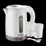 Electronice si Electrocasnice - Electrocasnice bucatarie - Preparare bauturi - Fierbatoare de apa - Fierbator compact de voiaj Russell Hobbs Travel, 0.5L, 500-700W, dual voltage, compatibil international, alb - Infinity.ro