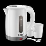Electronice si Electrocasnice - Electrocasnice bucatarie - Preparare bauturi - Fierbatoare de apa - Fierbator compact de voiaj Russell Hobbs Travel, 0.5L, 500-700W, dual voltage, compatibil international, alb - Infinity.ro