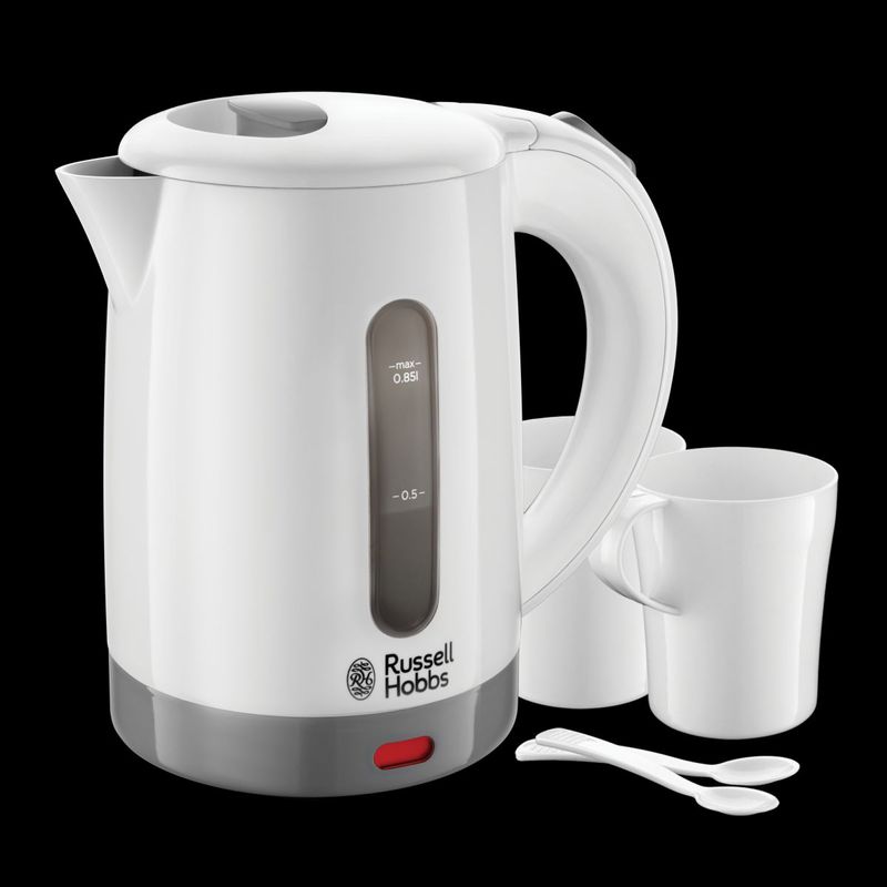 Electronice si Electrocasnice - Electrocasnice bucatarie - Preparare bauturi - Fierbatoare de apa - Fierbator compact de voiaj Russell Hobbs Travel, 0.5L, 500-700W, dual voltage, compatibil international, alb - Infinity.ro