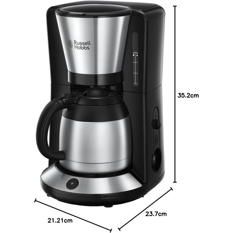 Electronice si Electrocasnice - Electrocasnice bucatarie - Preparare bauturi - Cafetiere - Cafetiera cu termos Russell Hobbs 24020-56 Adventure, 8 cani, 1.1L termos, WhirlTech, oprire automata, Inox/Negru - Infinity.ro