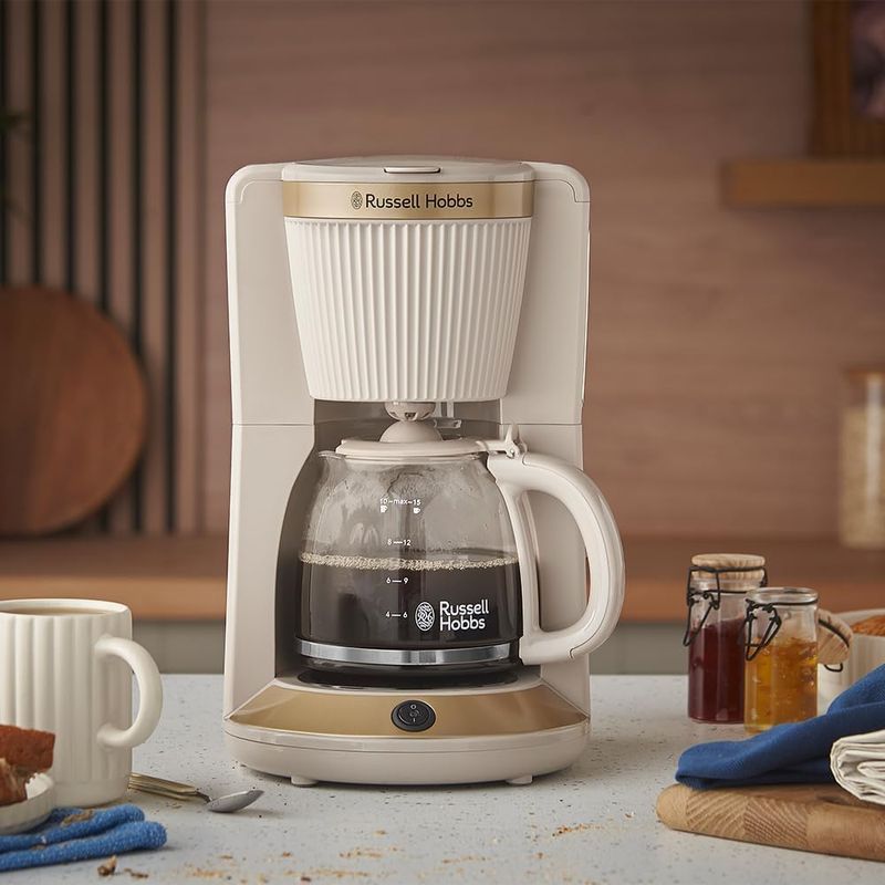 Electronice si Electrocasnice - Electrocasnice bucatarie - Preparare bauturi - Cafetiere - Cafetiera cu filtru Russell Hobbs 26781-56 Bronte, 1.25L, WhirlTech, pause & pour, mentinere cald 40 min, Stone - Infinity.ro