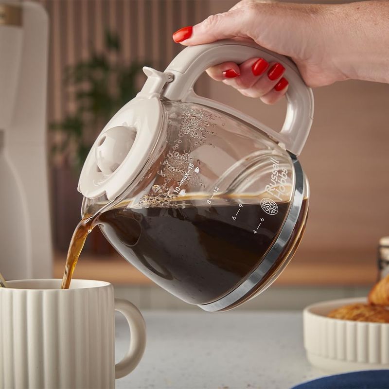 Electronice si Electrocasnice - Electrocasnice bucatarie - Preparare bauturi - Cafetiere - Cafetiera cu filtru Russell Hobbs 26781-56 Bronte, 1.25L, WhirlTech, pause & pour, mentinere cald 40 min, Stone - Infinity.ro