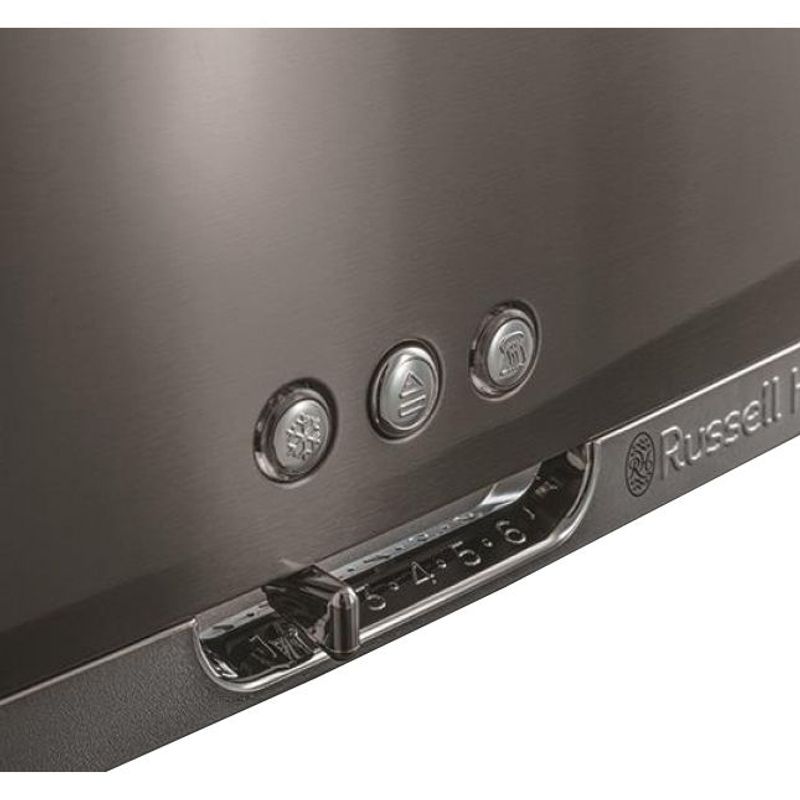 Electronice si Electrocasnice - Electrocasnice bucatarie - Preparare paine - Prajitoare de paine - Prajitor de paine cu fanta lunga Russell Hobbs Luna, prajire rapida 55%, gratar chifle, tava firimituri detasabila, gri - Infinity.ro