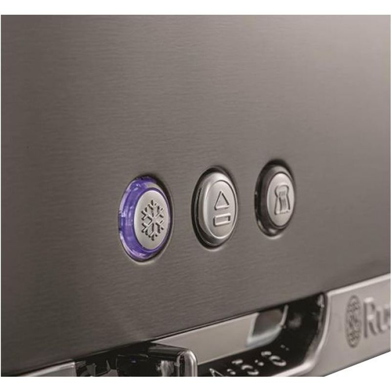 Electronice si Electrocasnice - Electrocasnice bucatarie - Preparare paine - Prajitoare de paine - Prajitor de paine cu fanta lunga Russell Hobbs Luna, prajire rapida 55%, gratar chifle, tava firimituri detasabila, gri - Infinity.ro