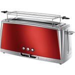 Electronice si Electrocasnice - Electrocasnice bucatarie - Preparare paine - Sandwich-maker - Prajitor de paine cu fanta lunga Russell Hobbs Luna, prajire rapida 55%, gratar chifle, tava firimituri detasabila, rosu - Infinity.ro