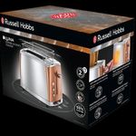 Electronice si Electrocasnice - Electrocasnice bucatarie - Preparare paine - Sandwich-maker - Prajitor de paine Russell Hobbs Luna, 2 fante, prajire rapida 55%, gratar chifle, tava firimituri detasabila, cupru - Infinity.ro