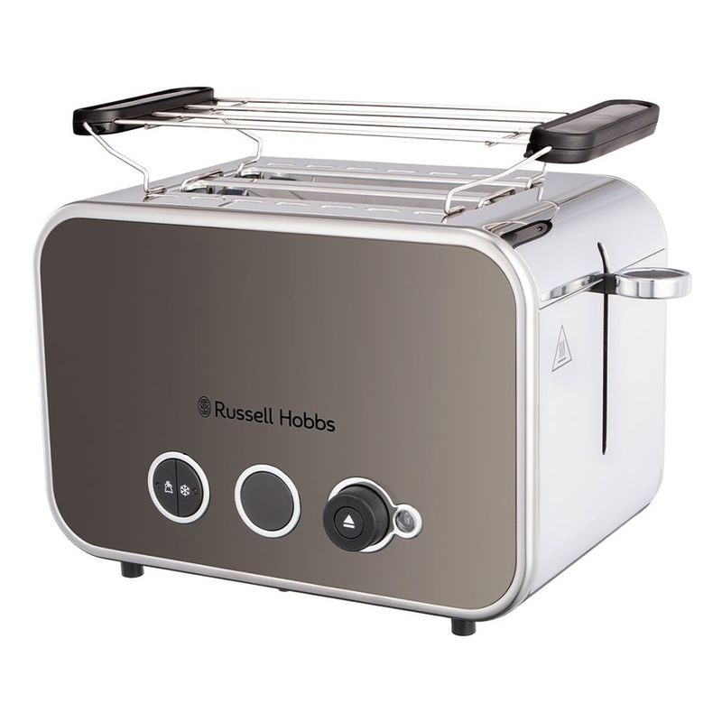 Electronice si Electrocasnice - Electrocasnice bucatarie - Preparare paine - Prajitoare de paine - Prajitor de paine Russell Hobbs Distinctions, 2 fante, gratar chifle, tava firimituri detasabila, design premium, titan - Infinity.ro