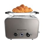 Electronice si Electrocasnice - Electrocasnice bucatarie - Preparare paine - Prajitoare de paine - Prajitor de paine Russell Hobbs Distinctions, 2 fante, gratar chifle, tava firimituri detasabila, design premium, titan - Infinity.ro