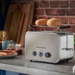 Electronice si Electrocasnice - Electrocasnice bucatarie - Preparare paine - Prajitoare de paine - Prajitor de paine Russell Hobbs Distinctions, 2 fante, gratar chifle, tava firimituri detasabila, design premium, titan - Infinity.ro